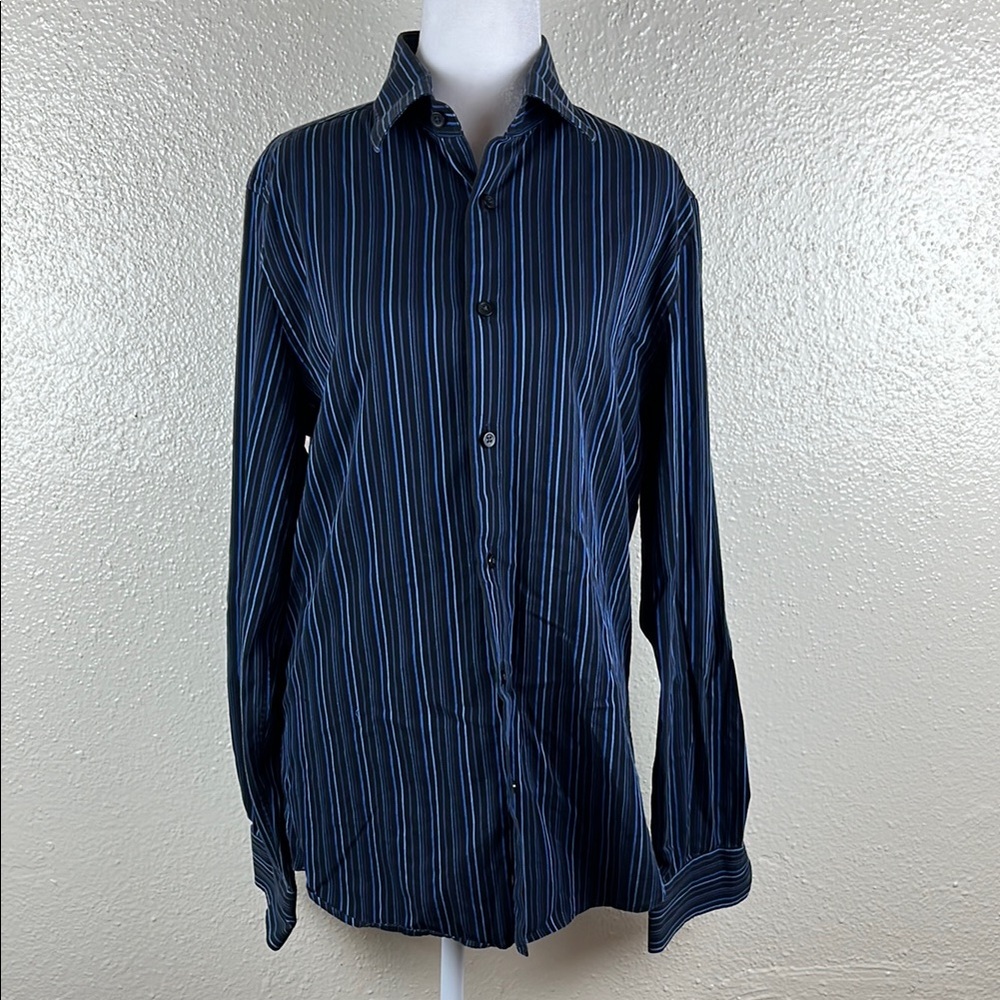EXPRESS/Men's Blue Striped Shirt/ Stretch 100% Cotton/ Size S